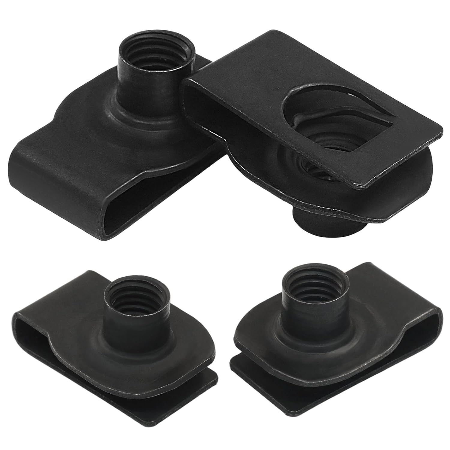 25 Pcs Extruded U Type Nuts, M10 Bumper Fender U Style Clip on Nut Black Fasteners, Spring Nuts for Automotive Metal Fender/Grill Retainer Clips - Image 5