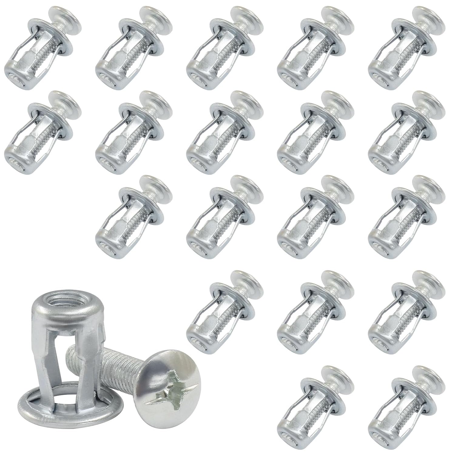20 Pack M6*25 Hollow Wall Anchors, Heavy Duty Cavity Fixing Anchors, Secure Fixings for Thin Walls/Aluminium Cladding Sheet/Steel Pipe/Iron Sheet/Hollow Plastic Sheet(M6 x 1