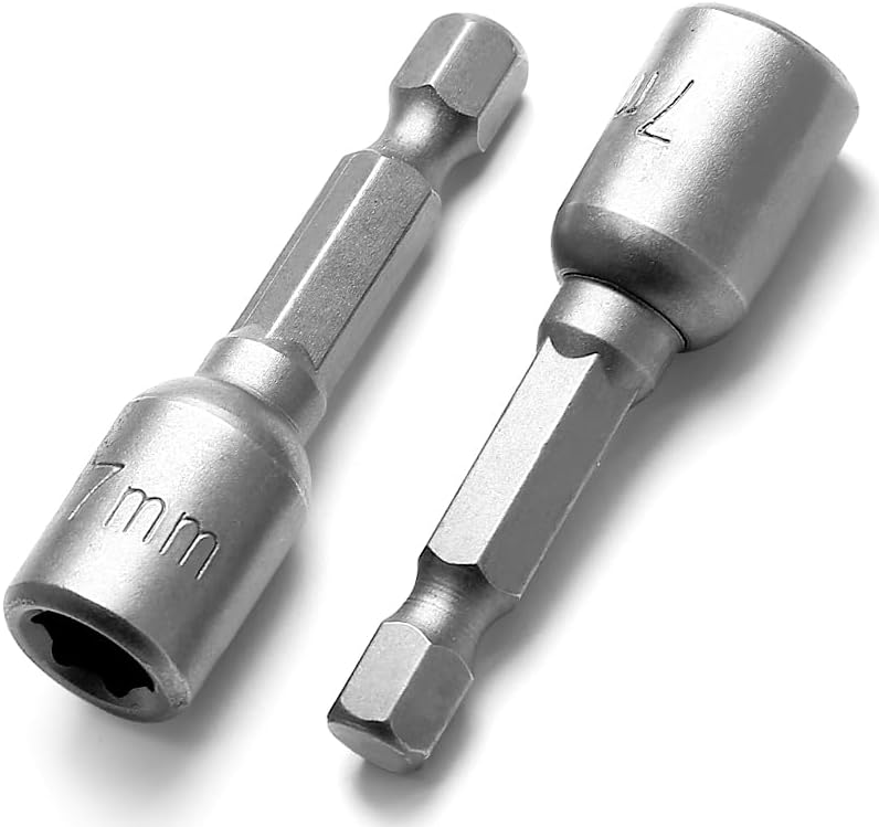 1/4 Hex Magnetic Nut Driver Drill Bit 7mm Socket Adapter Quick Change Socket Nut Adapter for Power Tools, 2-piece - Image 2