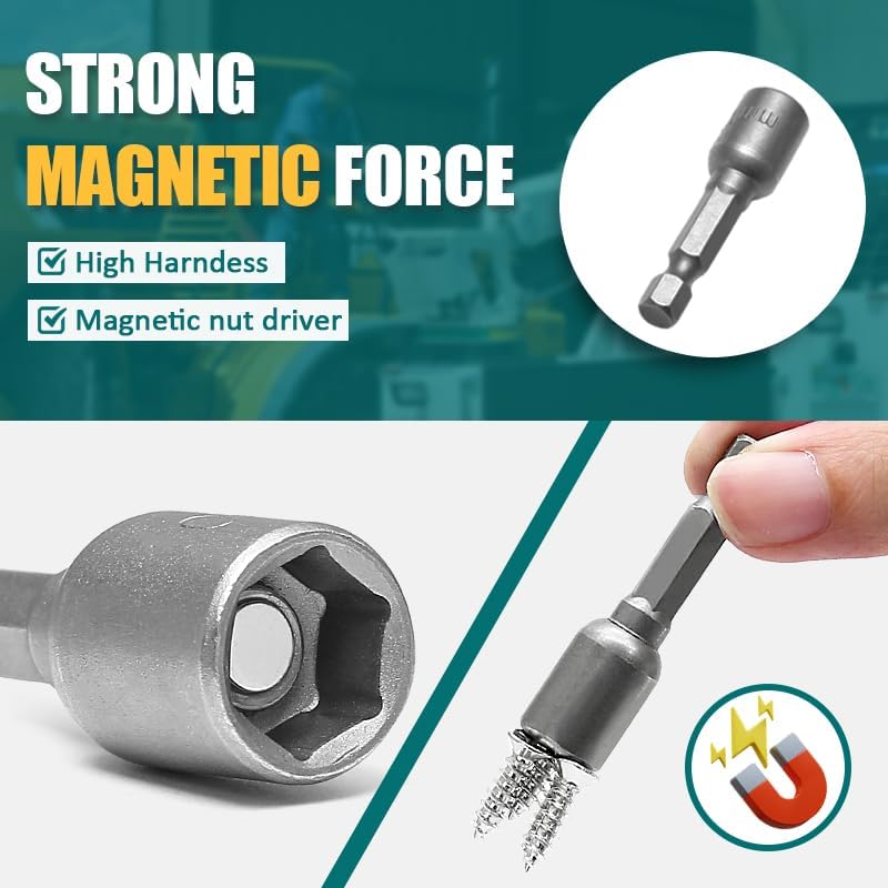 1/4 Hex Magnetic Nut Driver Drill Bit 7mm Socket Adapter Quick Change Socket Nut Adapter for Power Tools, 2-piece - Image 5