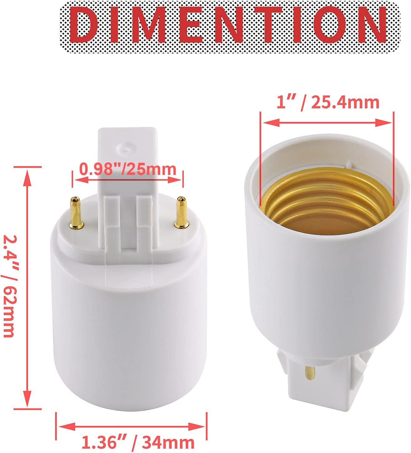4pcs Gx23 to E26/E27 Socket Adapter, Gx23 to E27 Lamp Base Holder, 2 Pin Bulb Base Converter LED Accessories - Image 4