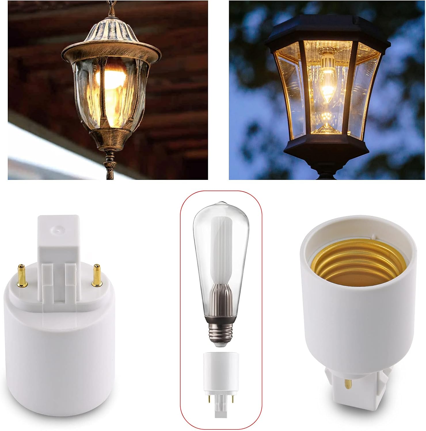 4pcs Gx23 to E26/E27 Socket Adapter, Gx23 to E27 Lamp Base Holder, 2 Pin Bulb Base Converter LED Accessories - Image 6