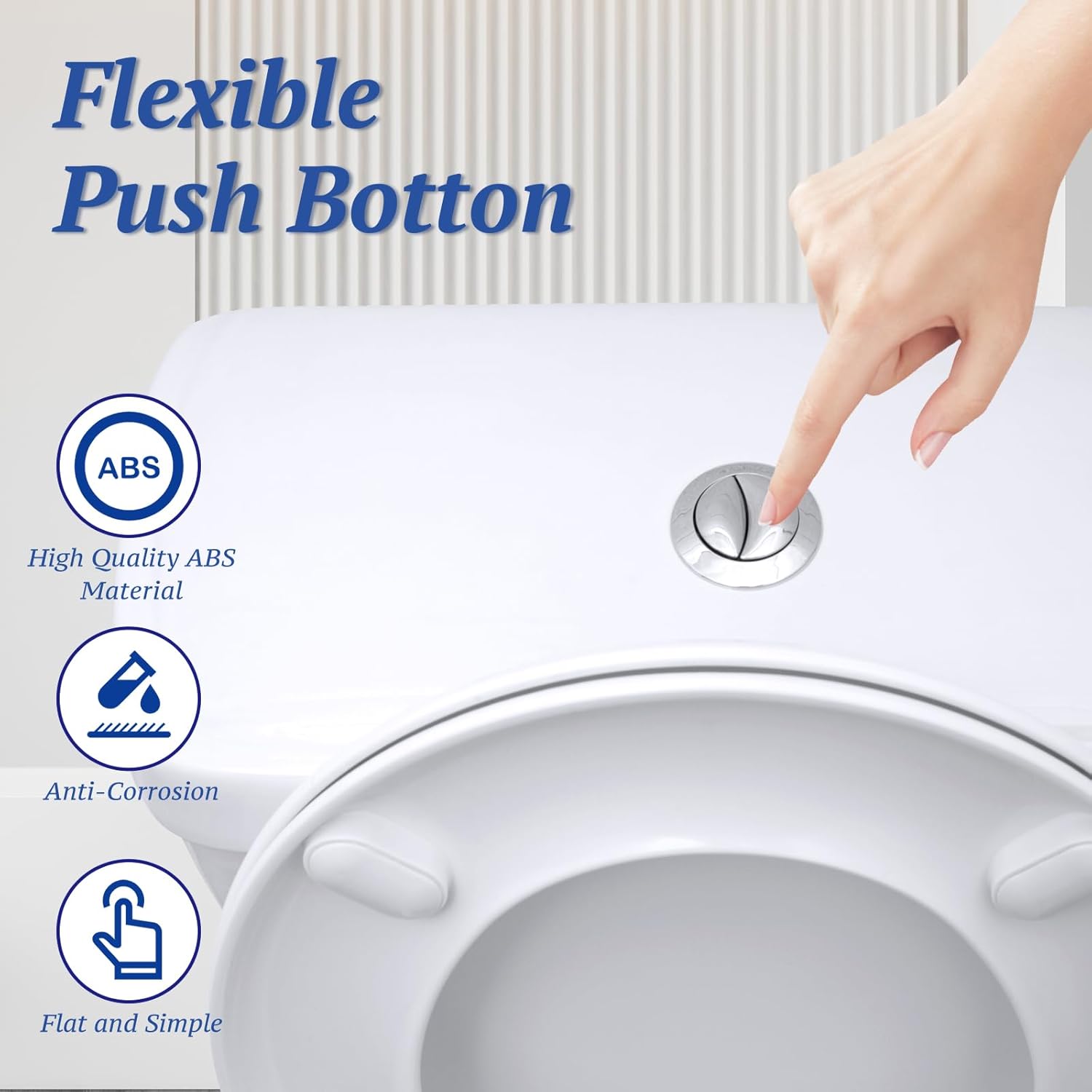 Toilet Tank Push Button 48mm Thread Diameter Dual Push Flushing Button Adjustable Toilet Water Tank Button Replacement, Pack of 1 - Image 4