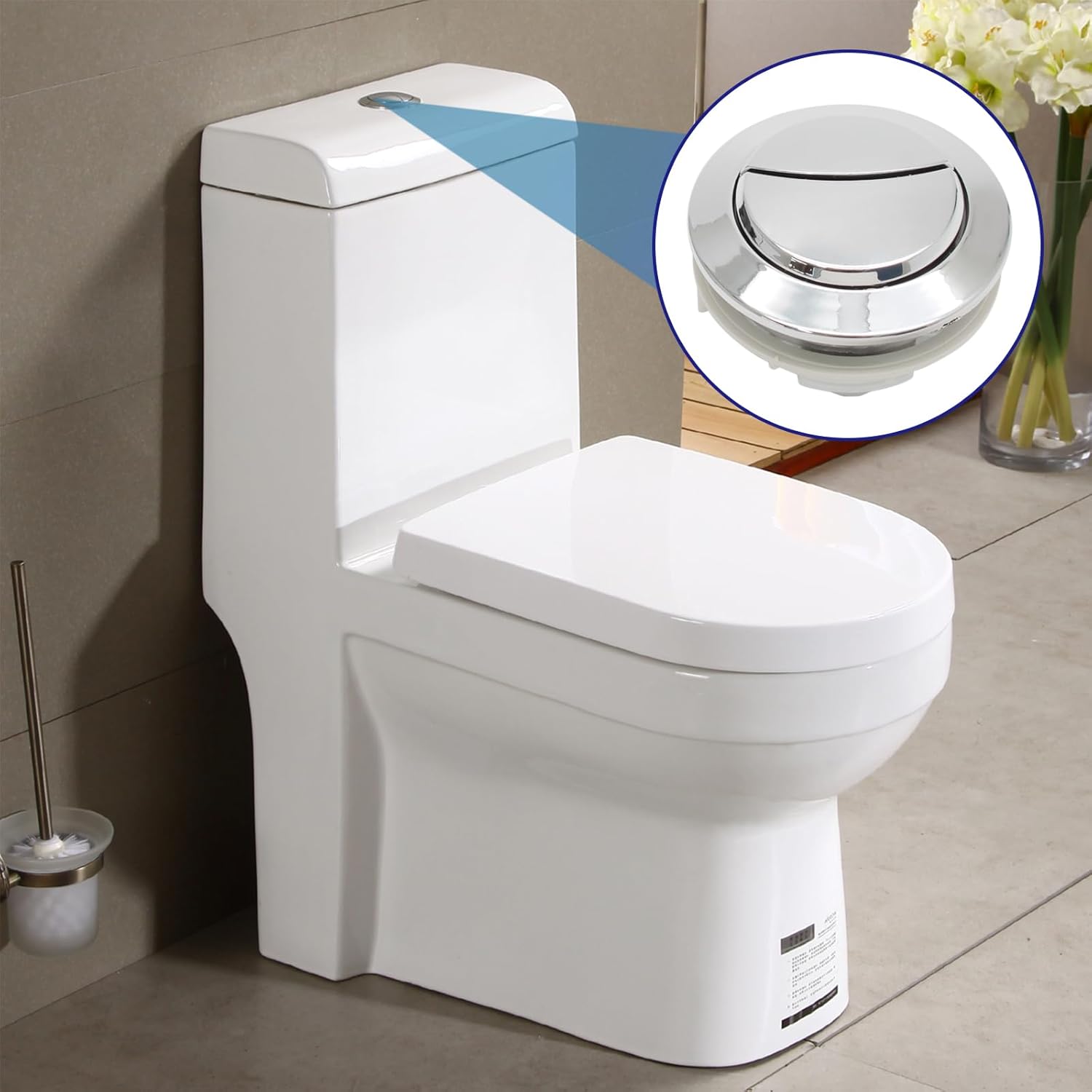 Toilet Tank Push Button 48mm Thread Diameter Dual Push Flushing Button Adjustable Toilet Water Tank Button Replacement, Pack of 1 - Image 7