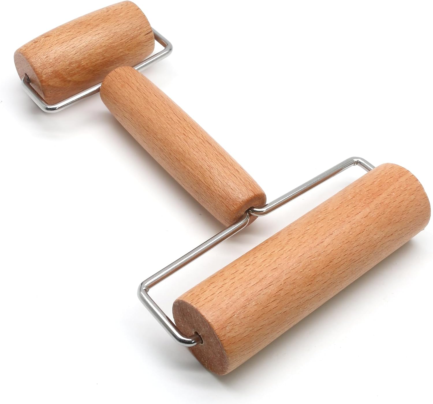 Wooden Rolling Pin, Ergonomic Non-Stick Pizza Baker Dough Pastry Roller for Kitchen Home Cooking Baking (H Square Type) - Image 2