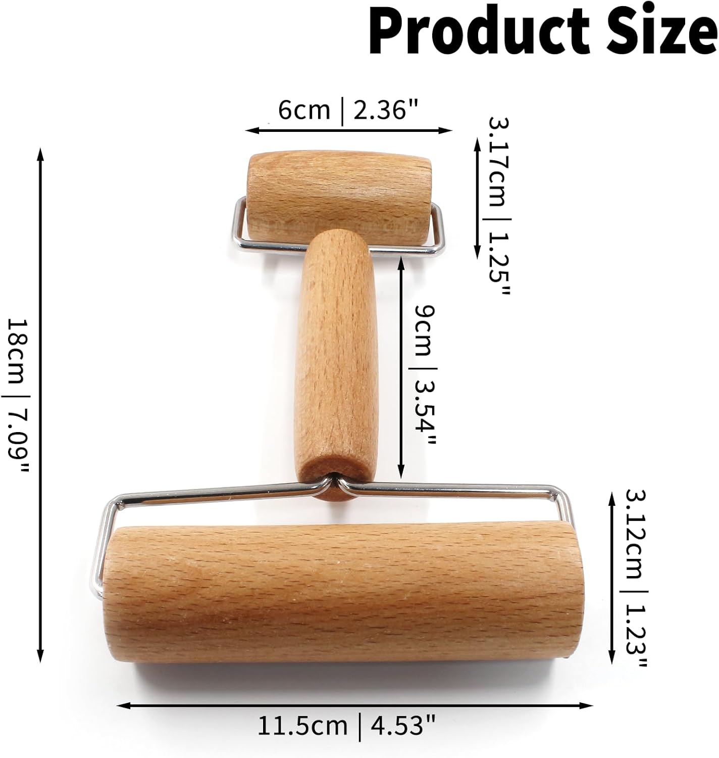 Wooden Rolling Pin, Ergonomic Non-Stick Pizza Baker Dough Pastry Roller for Kitchen Home Cooking Baking (H Square Type) - Image 5
