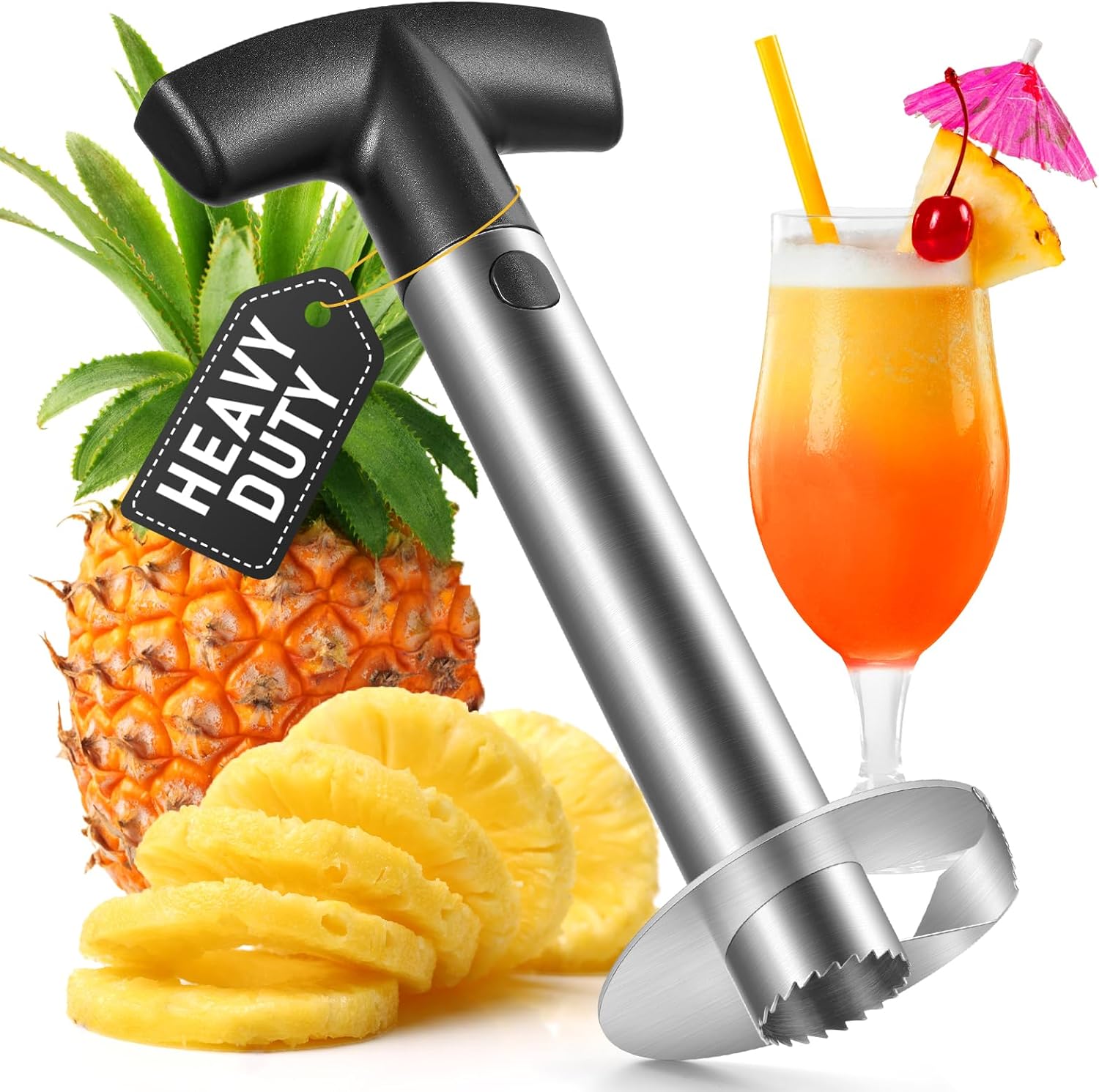 Pineapple Corer and Slicer, Heavy-Duty Stainless Steel Reinforced Thicker Blade Easy-to-Use Pineapple Core Remover & Peeler Tool - Image 1