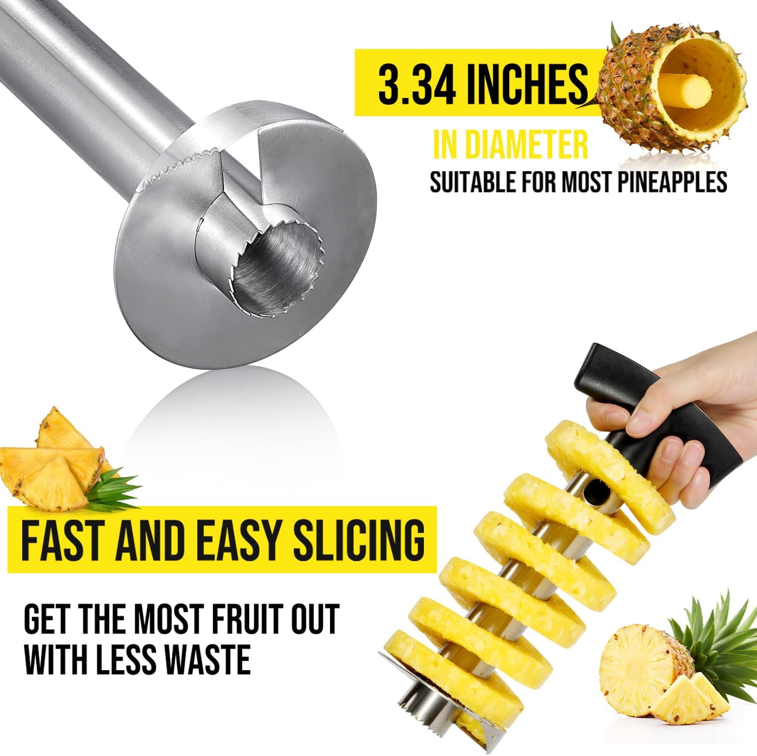 Pineapple Corer and Slicer, Heavy-Duty Stainless Steel Reinforced Thicker Blade Easy-to-Use Pineapple Core Remover & Peeler Tool - Image 3