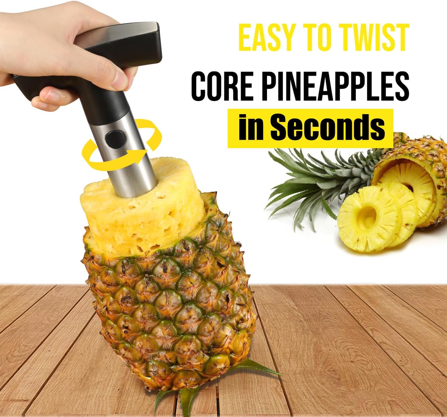 Pineapple Corer and Slicer, Heavy-Duty Stainless Steel Reinforced Thicker Blade Easy-to-Use Pineapple Core Remover & Peeler Tool - Image 4