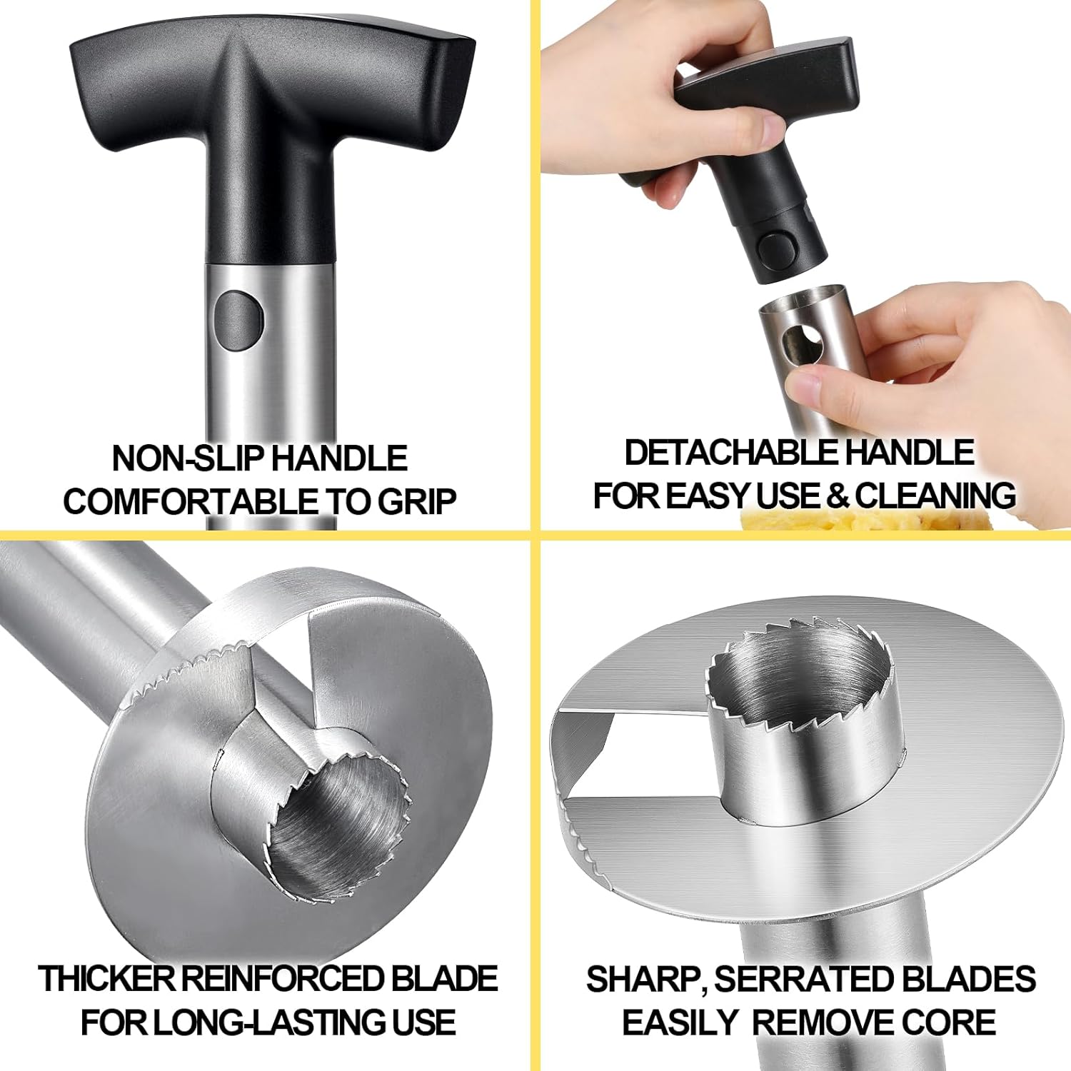 Pineapple Corer and Slicer, Heavy-Duty Stainless Steel Reinforced Thicker Blade Easy-to-Use Pineapple Core Remover & Peeler Tool - Image 5