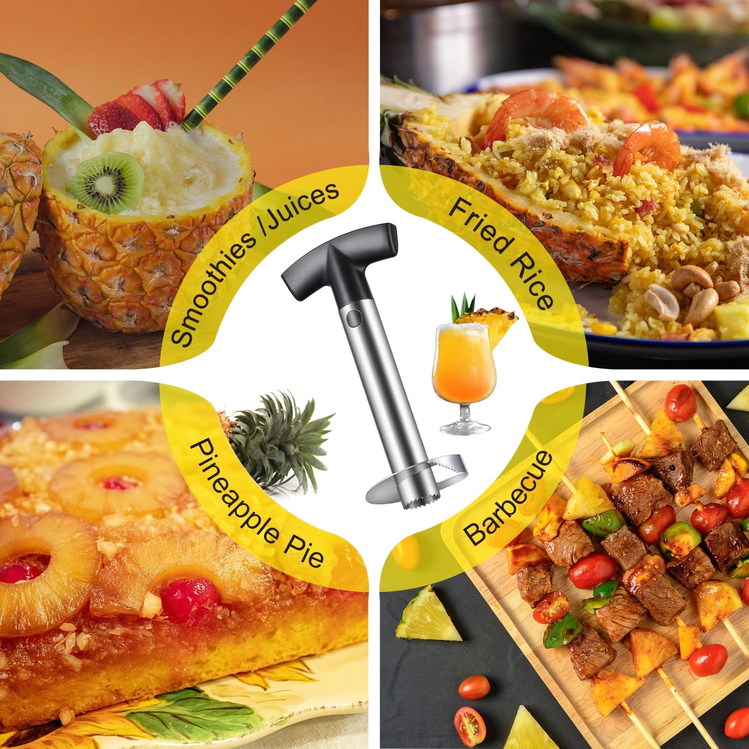 Pineapple Corer and Slicer, Heavy-Duty Stainless Steel Reinforced Thicker Blade Easy-to-Use Pineapple Core Remover & Peeler Tool - Image 7