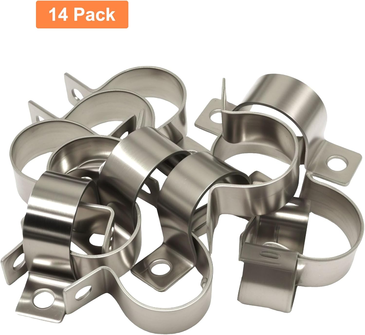 14 Pack 1 Inch Stainless Steel Conduit Clamps, U-Shape Bracket Pipe Clamps 2 Hole Fixing Clips, Universal Strap for Tube Pipe or Wire Cord Installation - Fits OD 25 mm(1