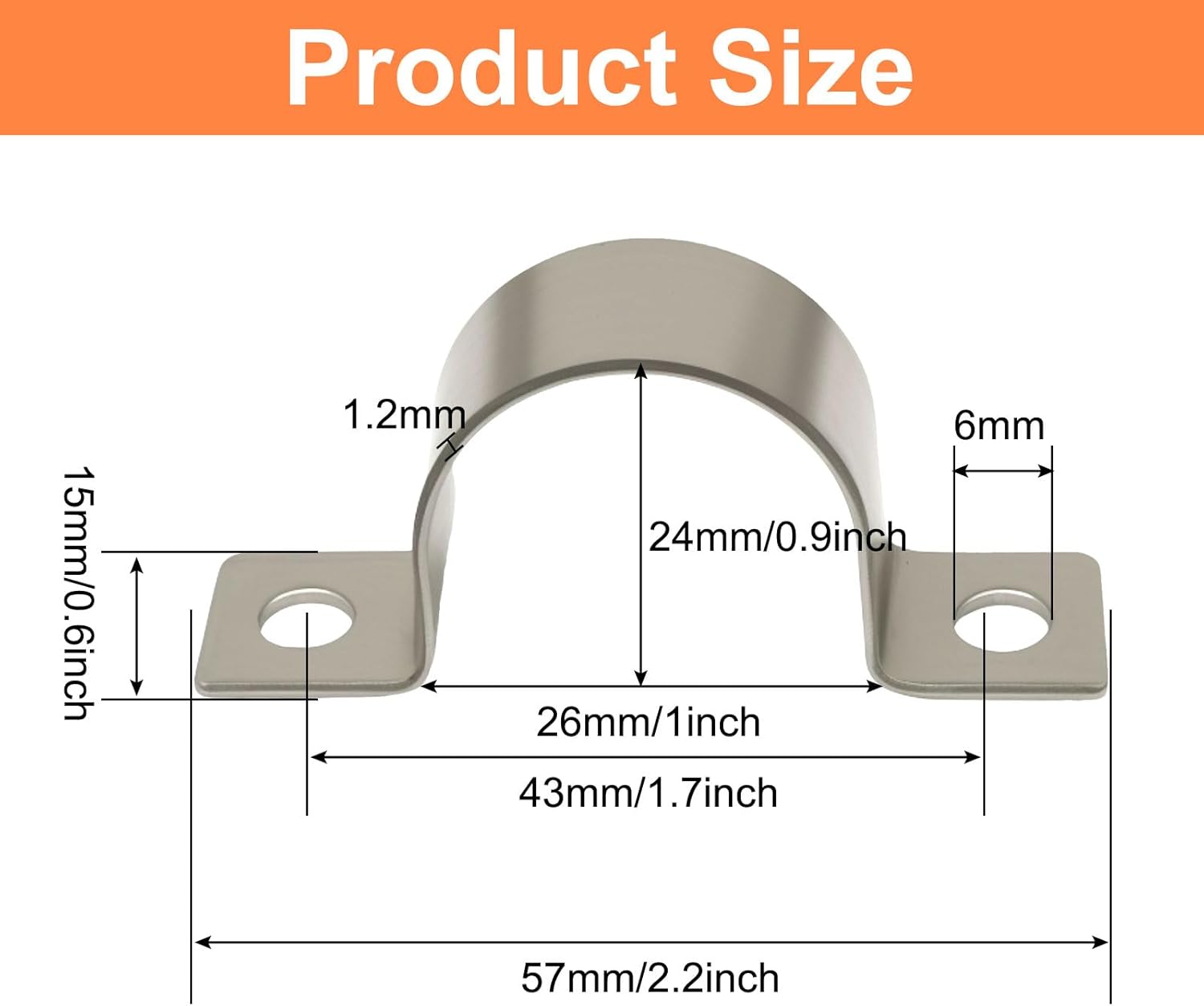 14 Pack 1 Inch Stainless Steel Conduit Clamps, U-Shape Bracket Pipe Clamps 2 Hole Fixing Clips, Universal Strap for Tube Pipe or Wire Cord Installation - Fits OD 25 mm(1