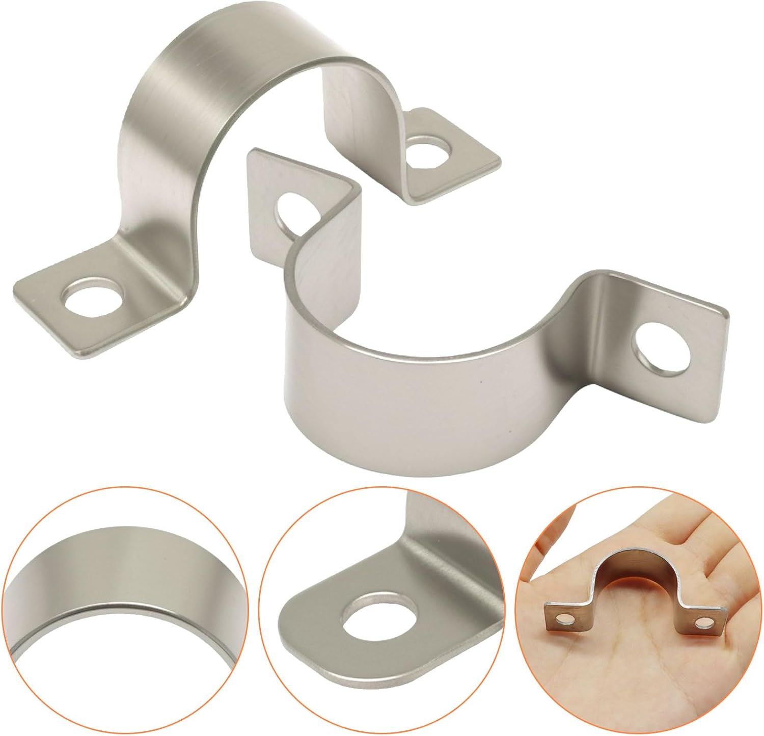14 Pack 1 Inch Stainless Steel Conduit Clamps, U-Shape Bracket Pipe Clamps 2 Hole Fixing Clips, Universal Strap for Tube Pipe or Wire Cord Installation - Fits OD 25 mm(1