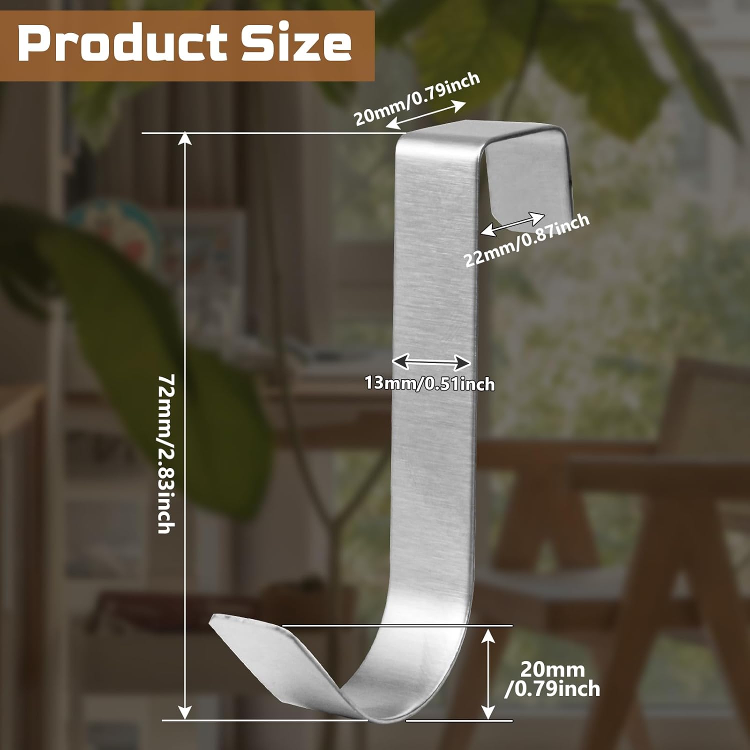 6 Pack Over The Cabinet Door Hooks Silver Towel Hook Over Bathroom Frameless Glass Door Office Kitchen Towel Coat J Hooks for Hanging - Image 2