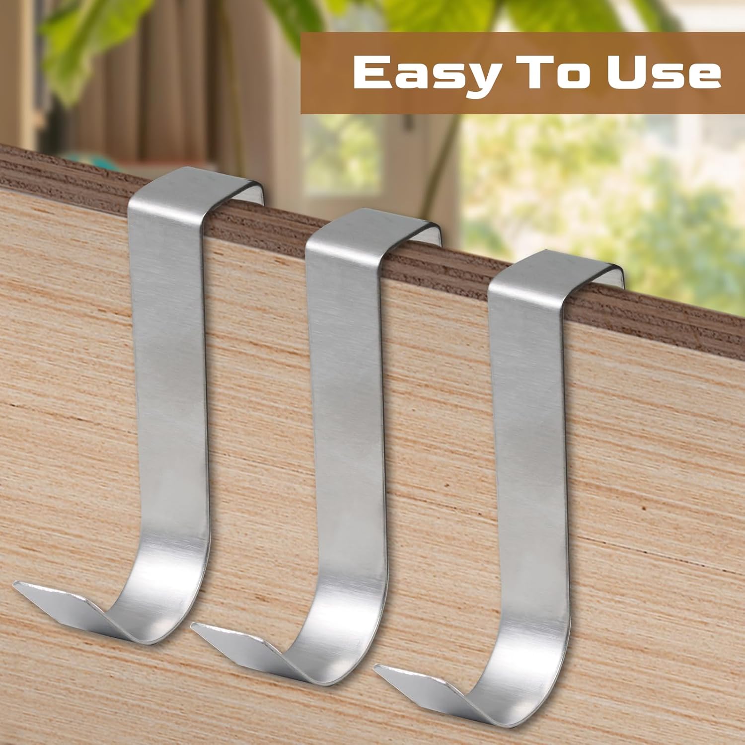 6 Pack Over The Cabinet Door Hooks Silver Towel Hook Over Bathroom Frameless Glass Door Office Kitchen Towel Coat J Hooks for Hanging - Image 3