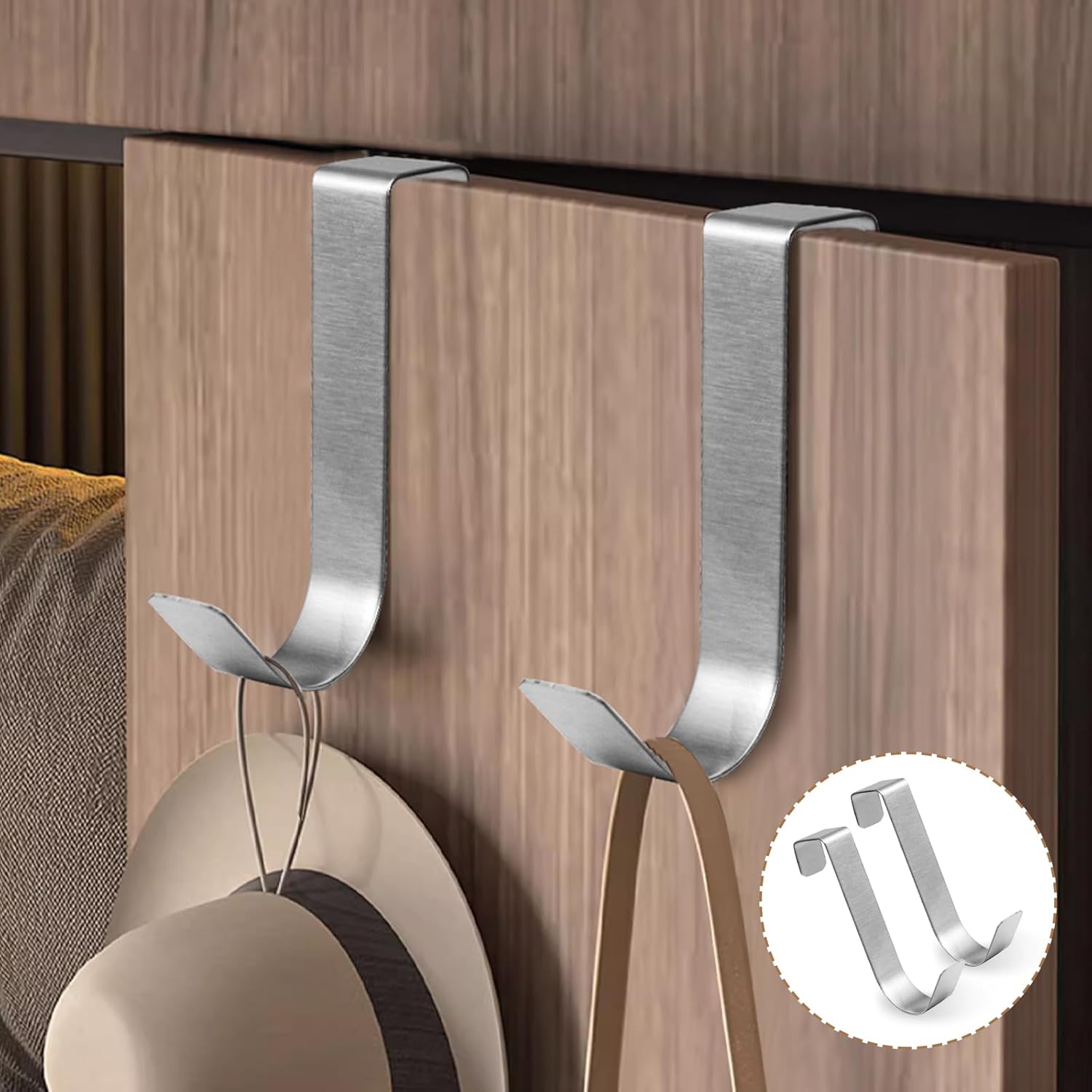 6 Pack Over The Cabinet Door Hooks Silver Towel Hook Over Bathroom Frameless Glass Door Office Kitchen Towel Coat J Hooks for Hanging - Image 4