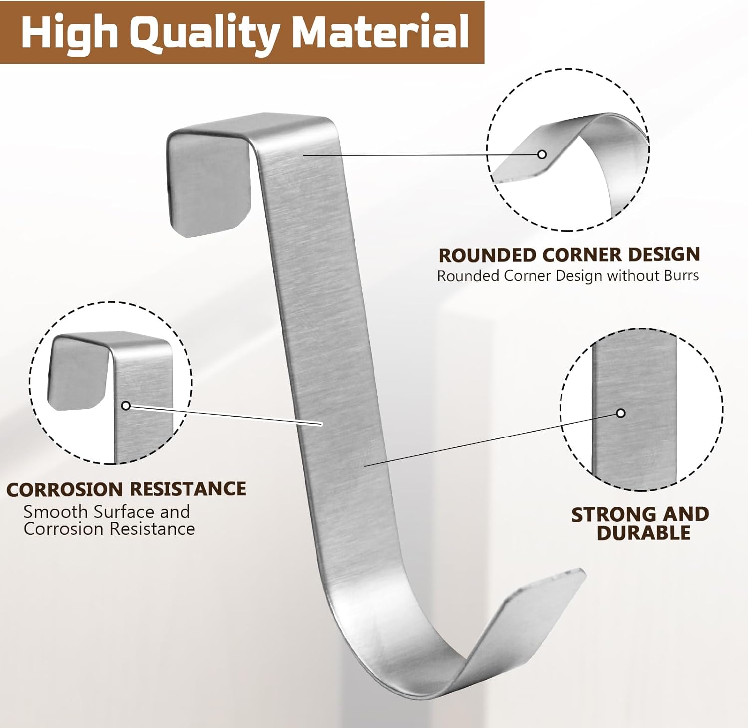 6 Pack Over The Cabinet Door Hooks Silver Towel Hook Over Bathroom Frameless Glass Door Office Kitchen Towel Coat J Hooks for Hanging - Image 5