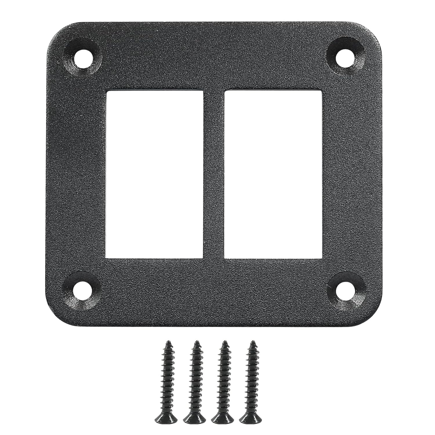 2 Gang Rocker Switch Panel Housing Holder, Rocker Toggle Switch Aluminum Housing Bracket with Screw, Black Waterproof Anodized Aluminium Panel for Car Boat Trailer RV SUV ATV UTV - Image 1