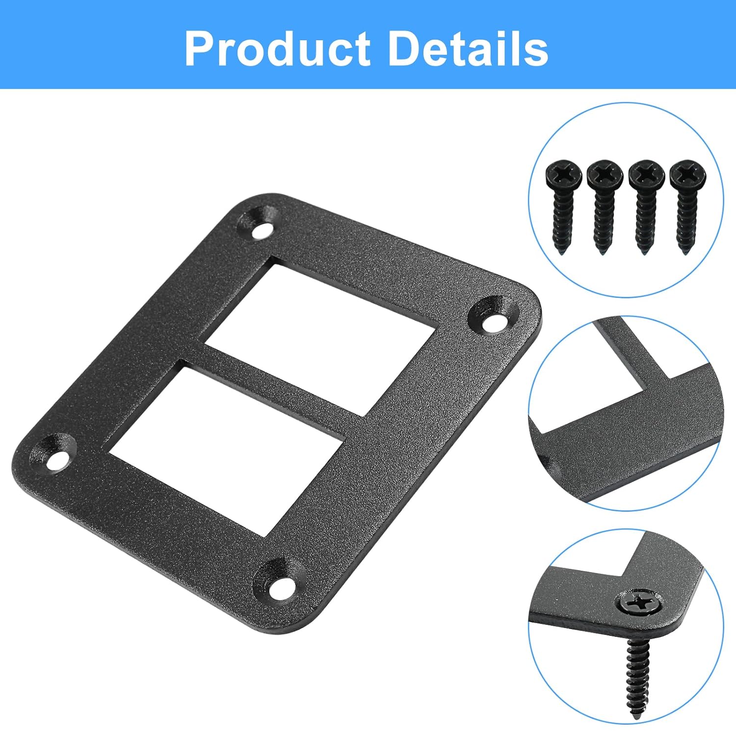 2 Gang Rocker Switch Panel Housing Holder, Rocker Toggle Switch Aluminum Housing Bracket with Screw, Black Waterproof Anodized Aluminium Panel for Car Boat Trailer RV SUV ATV UTV - Image 4