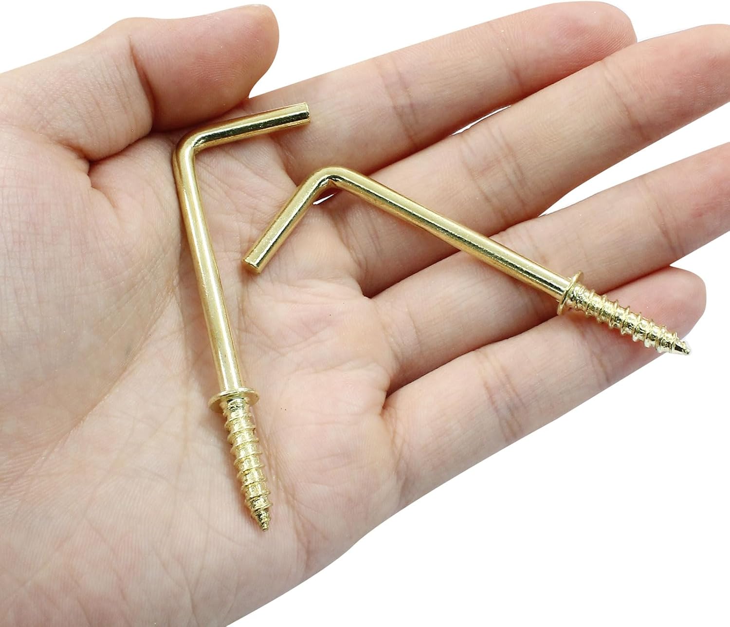 20pcs L Shape Screw Hooks, 2 Inch Square Bend, Gold Steel, 100% Steel, Wall Mount, Minimalist, For Home, Office, Decoration - Image 5