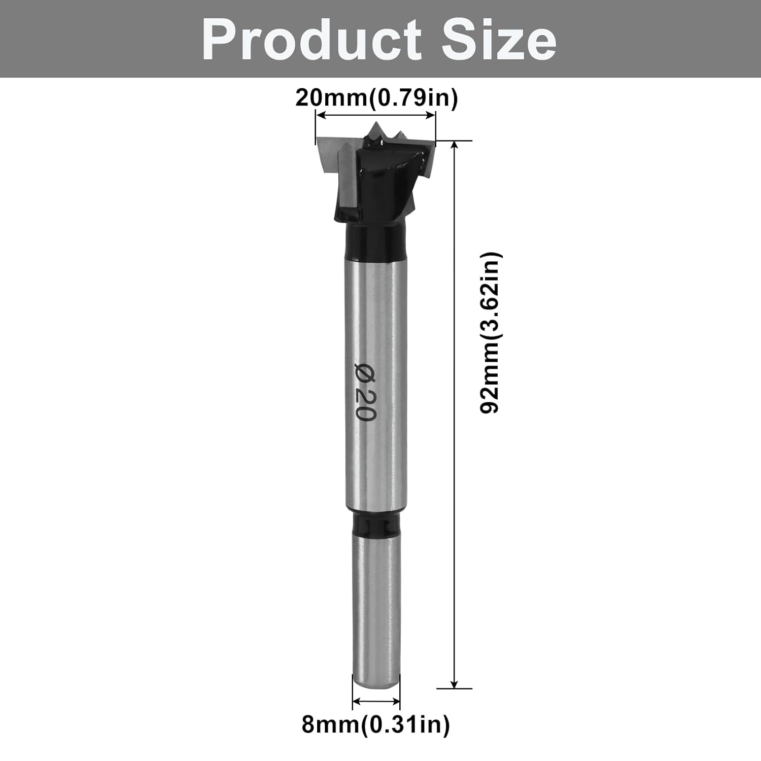 Forstner Drill Bits 20mm (25/32 inch), 2-Cutter Tungsten Carbide Wood Hole Saw Auger Opener Woodworking Tool, Upgraded Higher Hardness Cutter for Woodworking/DIY Enthusiasts. - Image 3