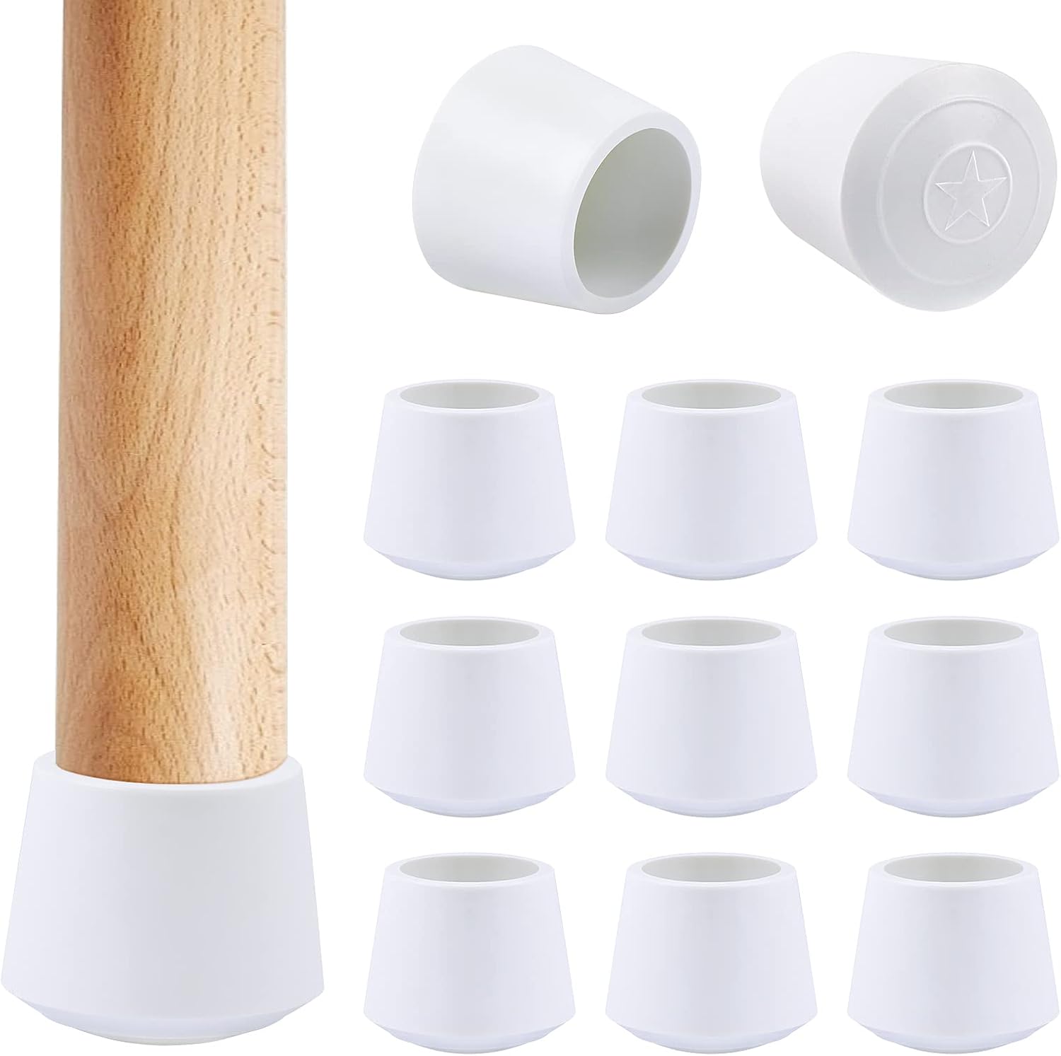 Chair Leg Caps, 1 Inch Non Slip Rubber Chair Leg Floor Protectors for Sofa Bar Stool Garden Furniture, 16 Pack White - Image 1