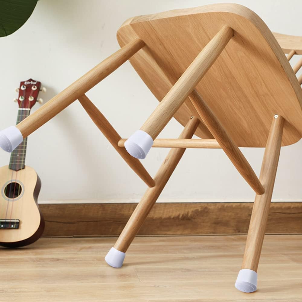 Chair Leg Caps, 1 Inch Non Slip Rubber Chair Leg Floor Protectors for Sofa Bar Stool Garden Furniture, 16 Pack White - Image 8