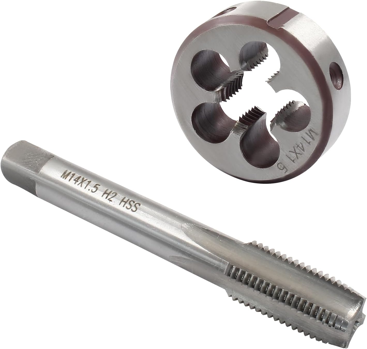 M14 x 1.5 HSS Metric Thread Tap and Die Set, Right Hand Machine Thread Tap and Round Die - Image 1