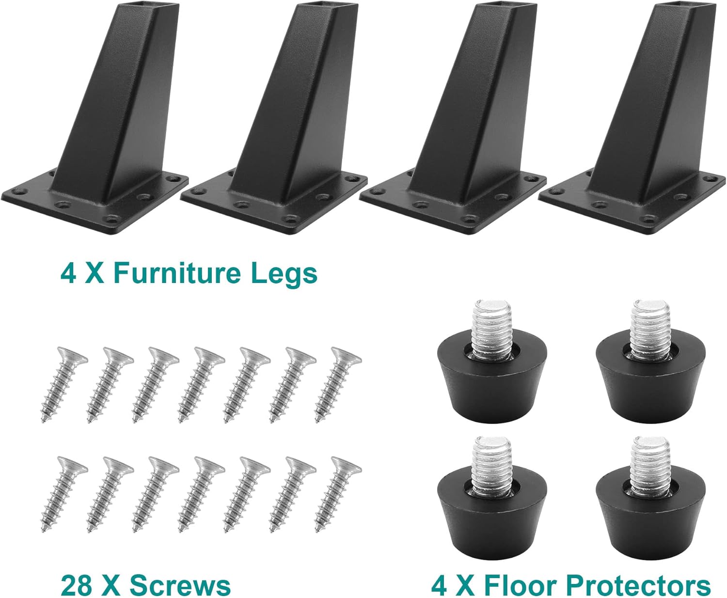 Sofa Legs Set of 4, Matte Black Replacement Couch Legs,3-3/4 Inch / 96mm Metal Furniture Legs for Cabinet Feet & DIY Furniture - Image 2
