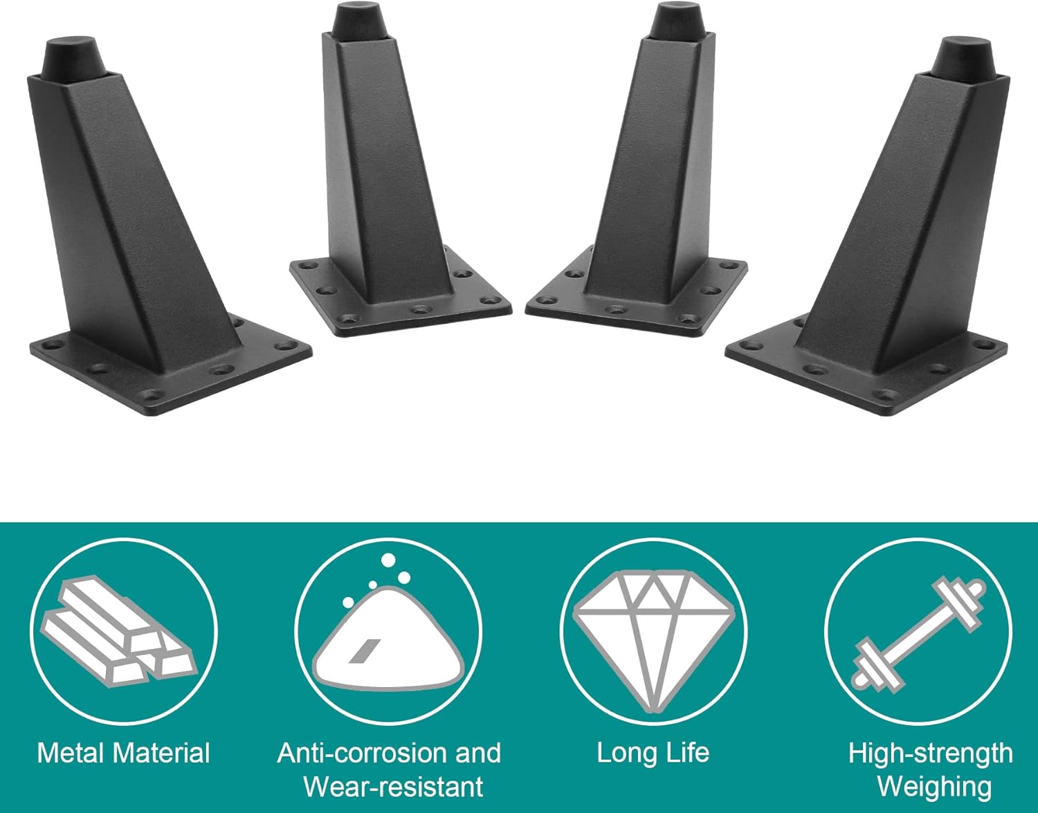 Sofa Legs Set of 4, Matte Black Replacement Couch Legs,3-3/4 Inch / 96mm Metal Furniture Legs for Cabinet Feet & DIY Furniture - Image 3