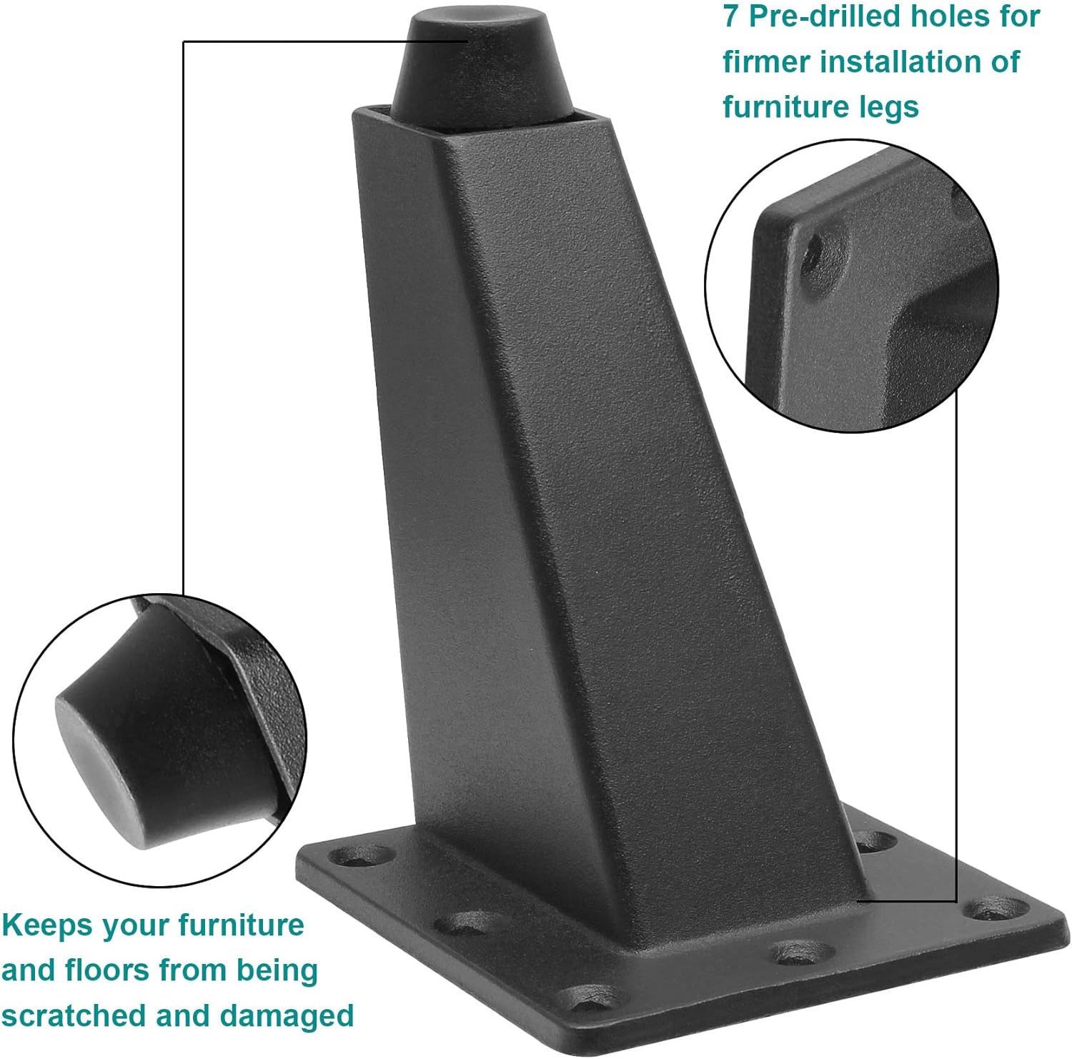Sofa Legs Set of 4, Matte Black Replacement Couch Legs,3-3/4 Inch / 96mm Metal Furniture Legs for Cabinet Feet & DIY Furniture - Image 5
