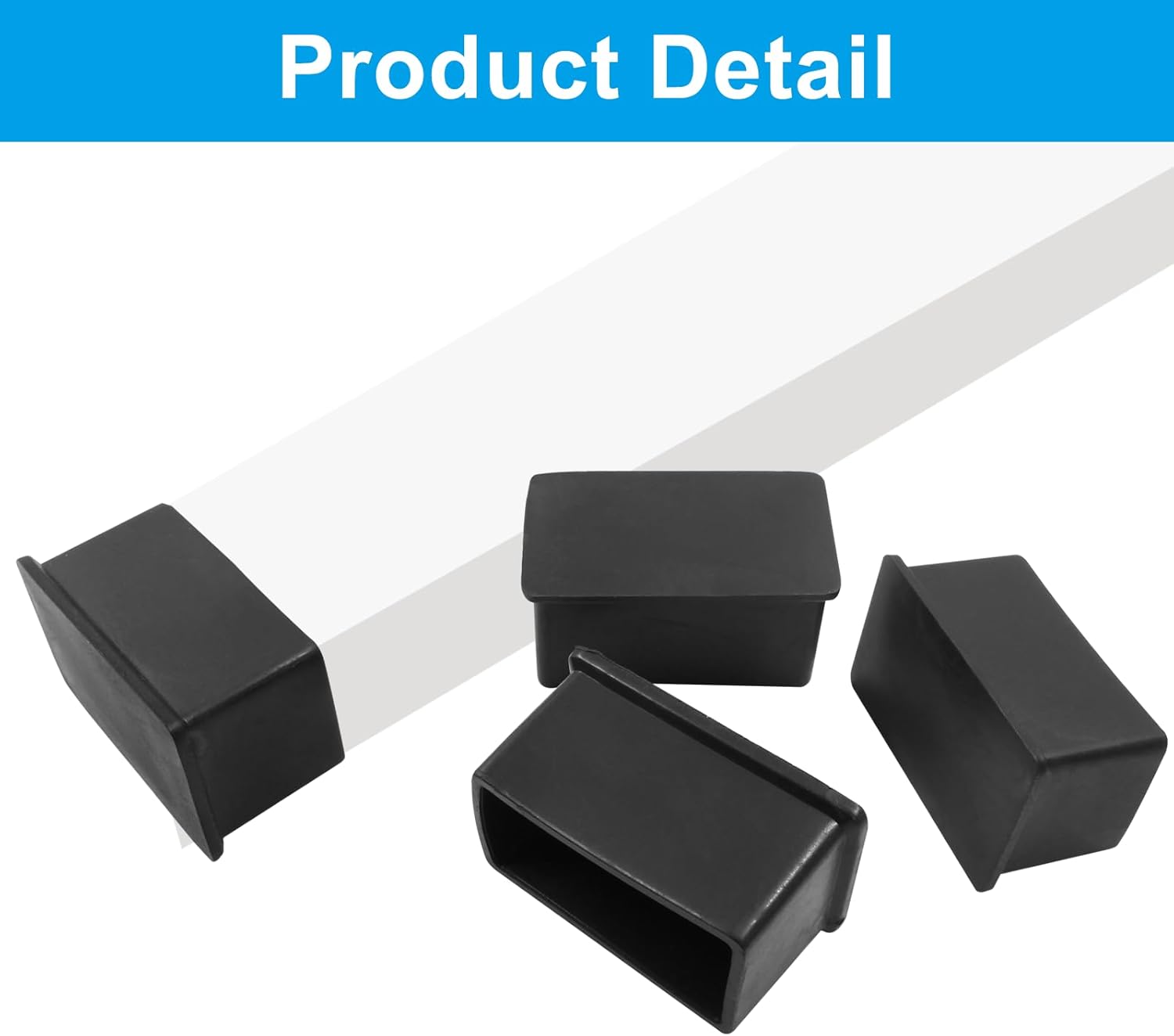 8 Pieces Rubber Furniture Leg Caps, 25mm x 50mm Rectangle Chair Table Leg Covers, Soft Furniture Feet End Cap Tips Floor Protector for Chair Table - Image 3
