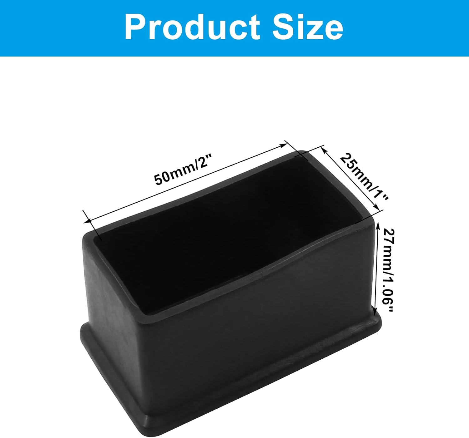8 Pieces Rubber Furniture Leg Caps, 25mm x 50mm Rectangle Chair Table Leg Covers, Soft Furniture Feet End Cap Tips Floor Protector for Chair Table - Image 5