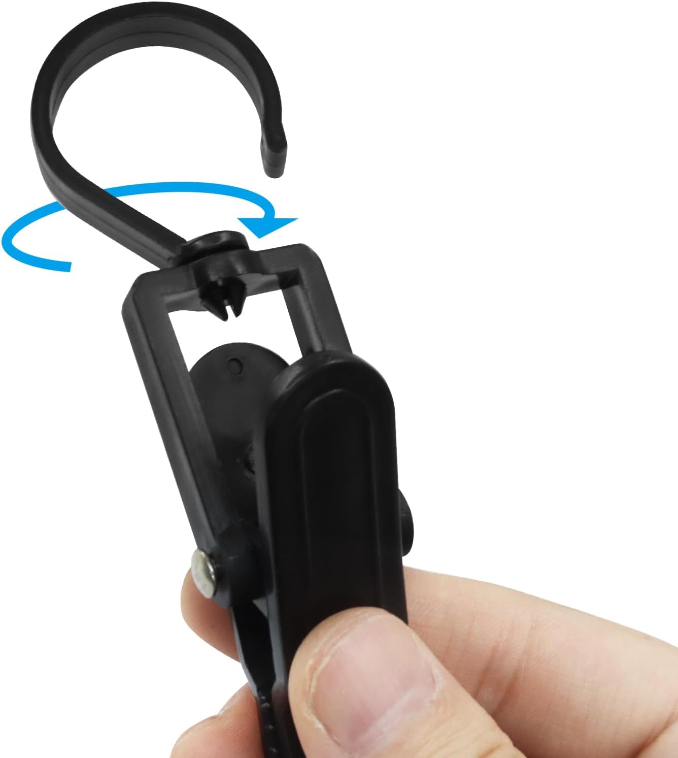 20 Pack Super Strong Swivel Hanging Hooks, Laundry Clips Plastic Clothes Pins Beach Towel Clips, 360° Rotating Curtain Clips for Home Office & Workshop/Clothing Store/Closet, 4.3-inch(Black) - Image 4