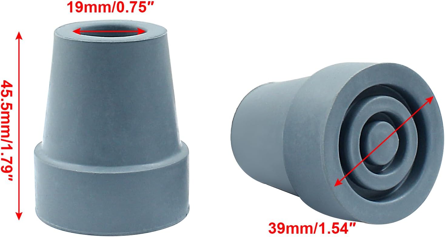 4pcs 19mm Rubber Cane Tips, 3/4 Inch Diameter Anti Slip Crutch Tips, Universal Replacement Tips for Cane, Crutch, Walker (Grey) - Image 5