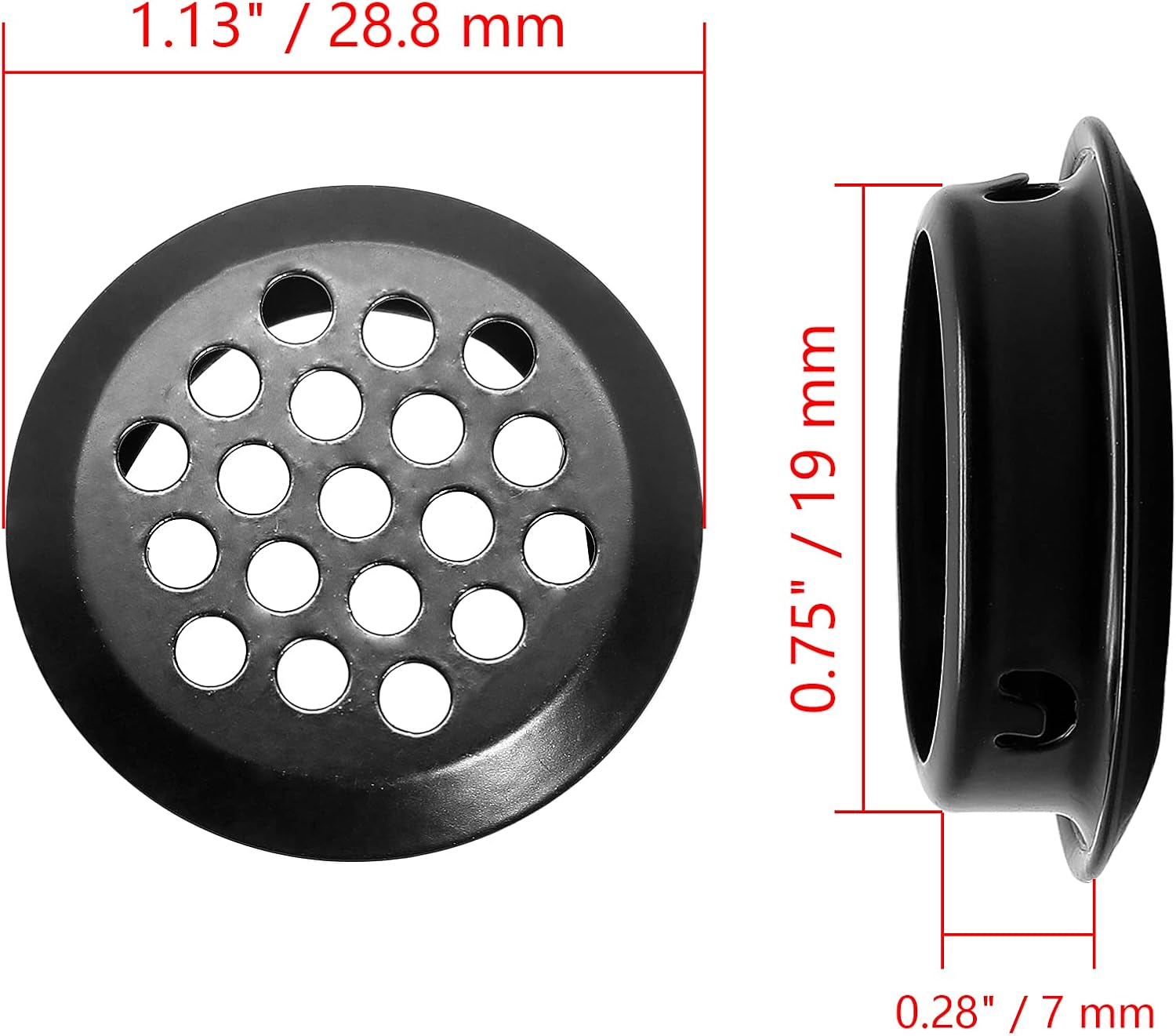 10pcs Black Circular Soffit Air Vents, 3/4