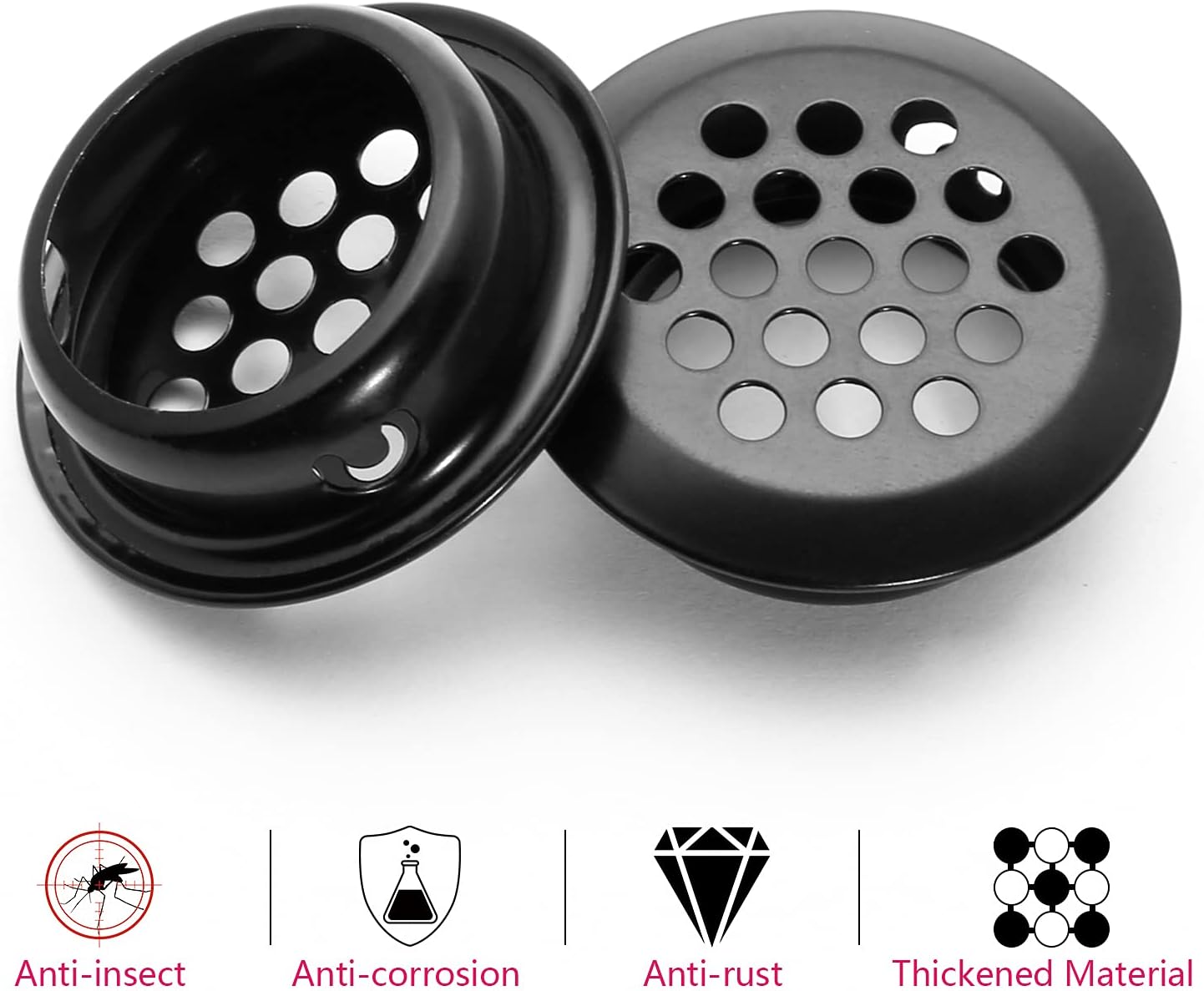 10pcs Black Circular Soffit Air Vents, 3/4