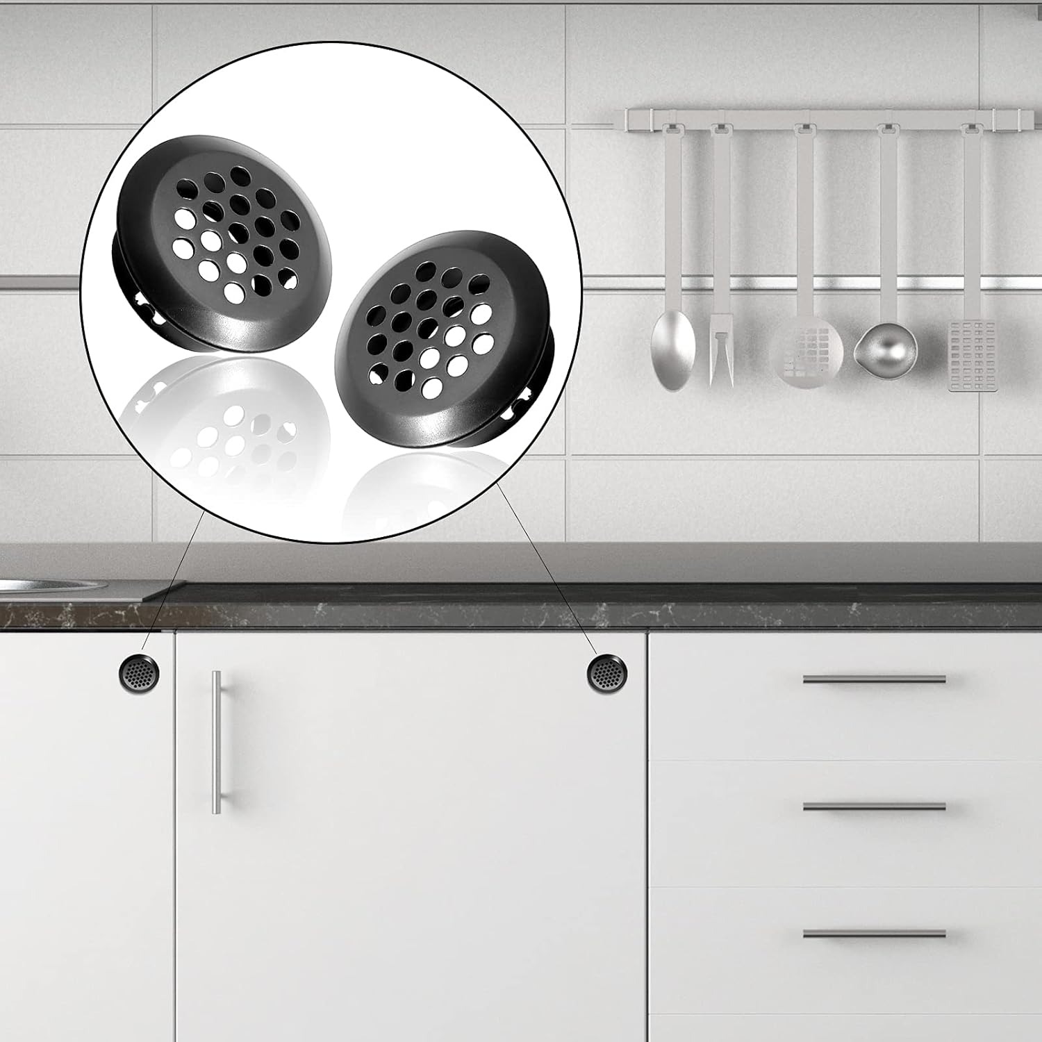 10pcs Black Circular Soffit Air Vents, 3/4