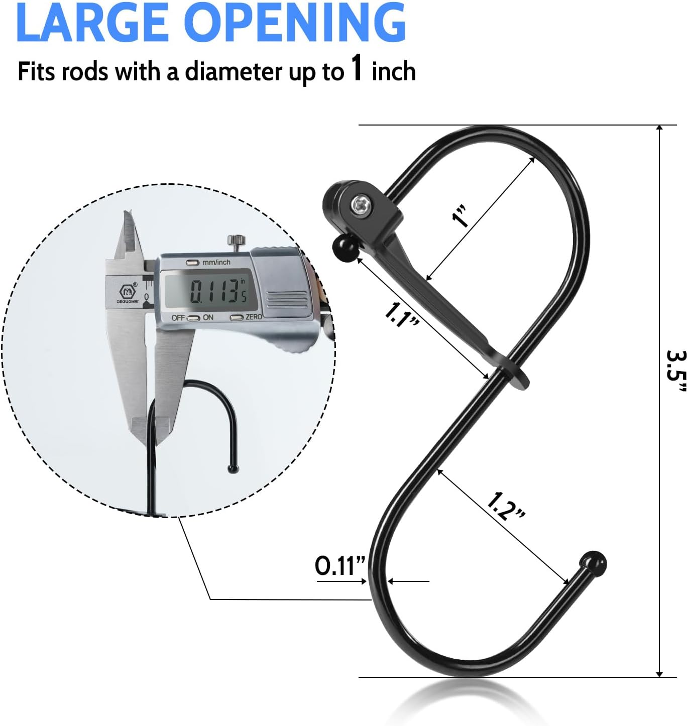 S Hooks, 8pcs 3.5 Inches Metal Safety Buckle S Shaped Hooks for Kitchen, Bathroom, Closet(Black) - Image 3