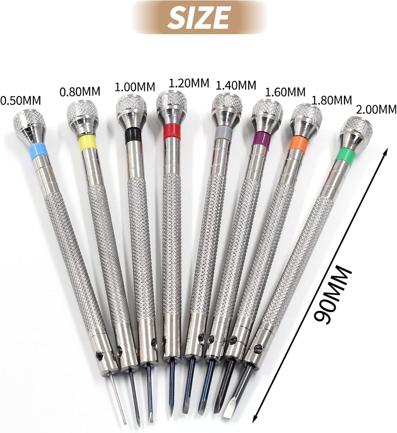 8 pieces 0.6-2.0mm Professional Precision Micro Flat Head Screwdriver Set for Glasses Watches Jewelers Electronics Repair - Image 5