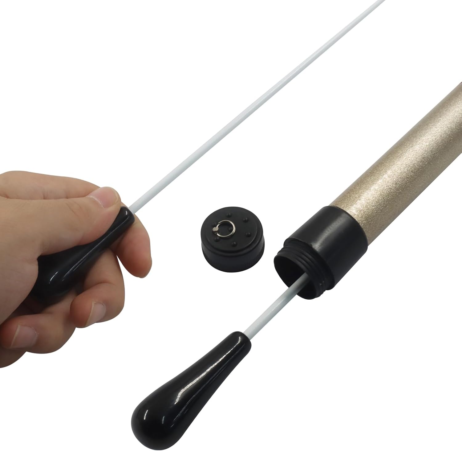 Music Conducting Baton, Imitation Agate Handle Baton Lightweight Conductor Baton with Tube Case for Concert(Black Handle, 1 Pack) - Image 1