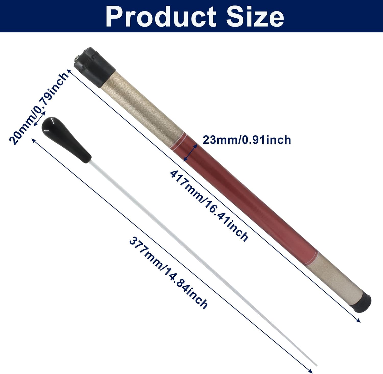 Music Conducting Baton, Imitation Agate Handle Baton Lightweight Conductor Baton with Tube Case for Concert(Black Handle, 1 Pack) - Image 3