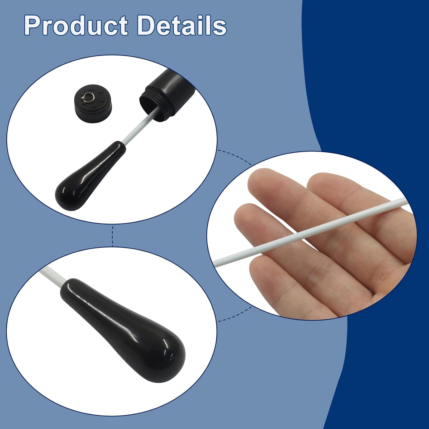 Music Conducting Baton, Imitation Agate Handle Baton Lightweight Conductor Baton with Tube Case for Concert(Black Handle, 1 Pack) - Image 4