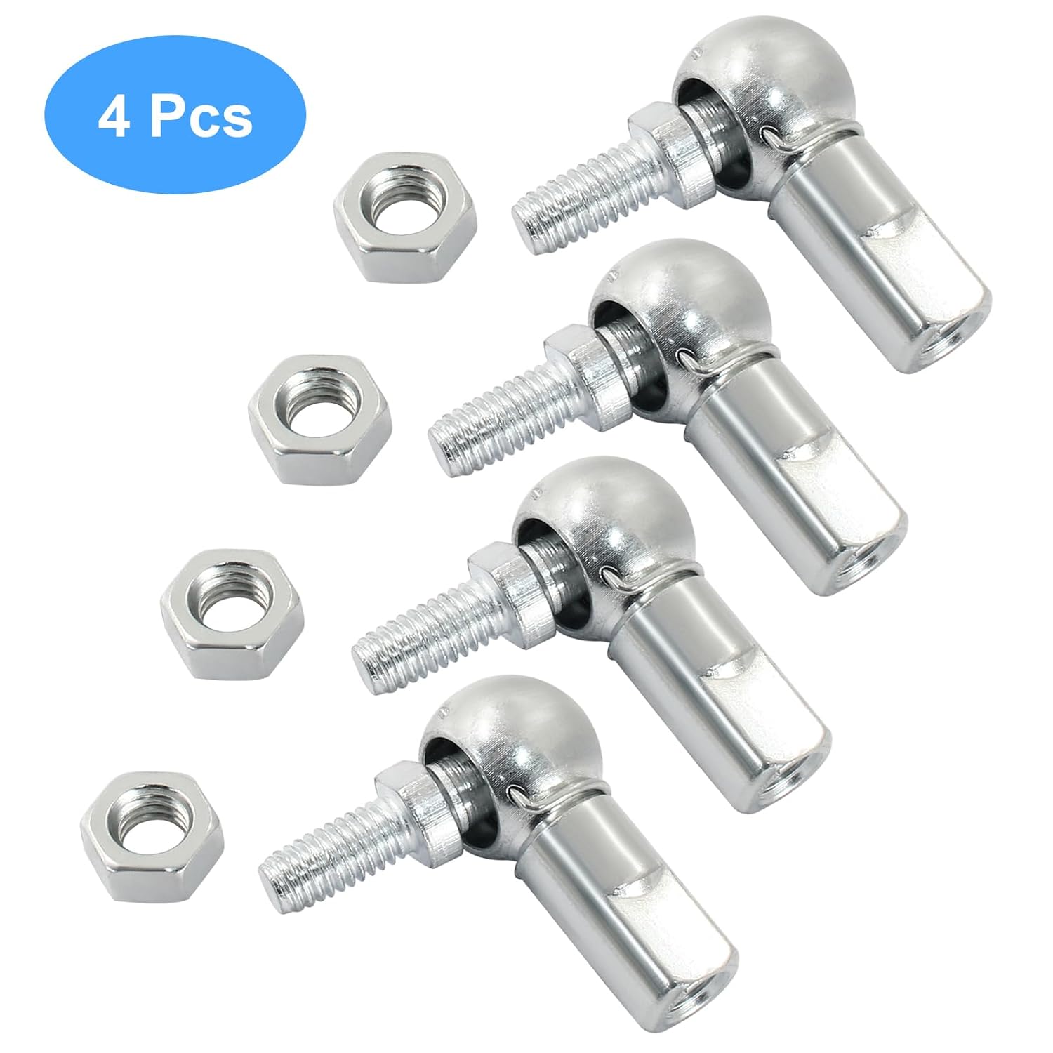 4 PCS m6 x 1.0mm Right Thread Ball Head Joint Rod End Bearing, Carbon Steel Ball Socket End Fitting for Hinge Door - Image 2