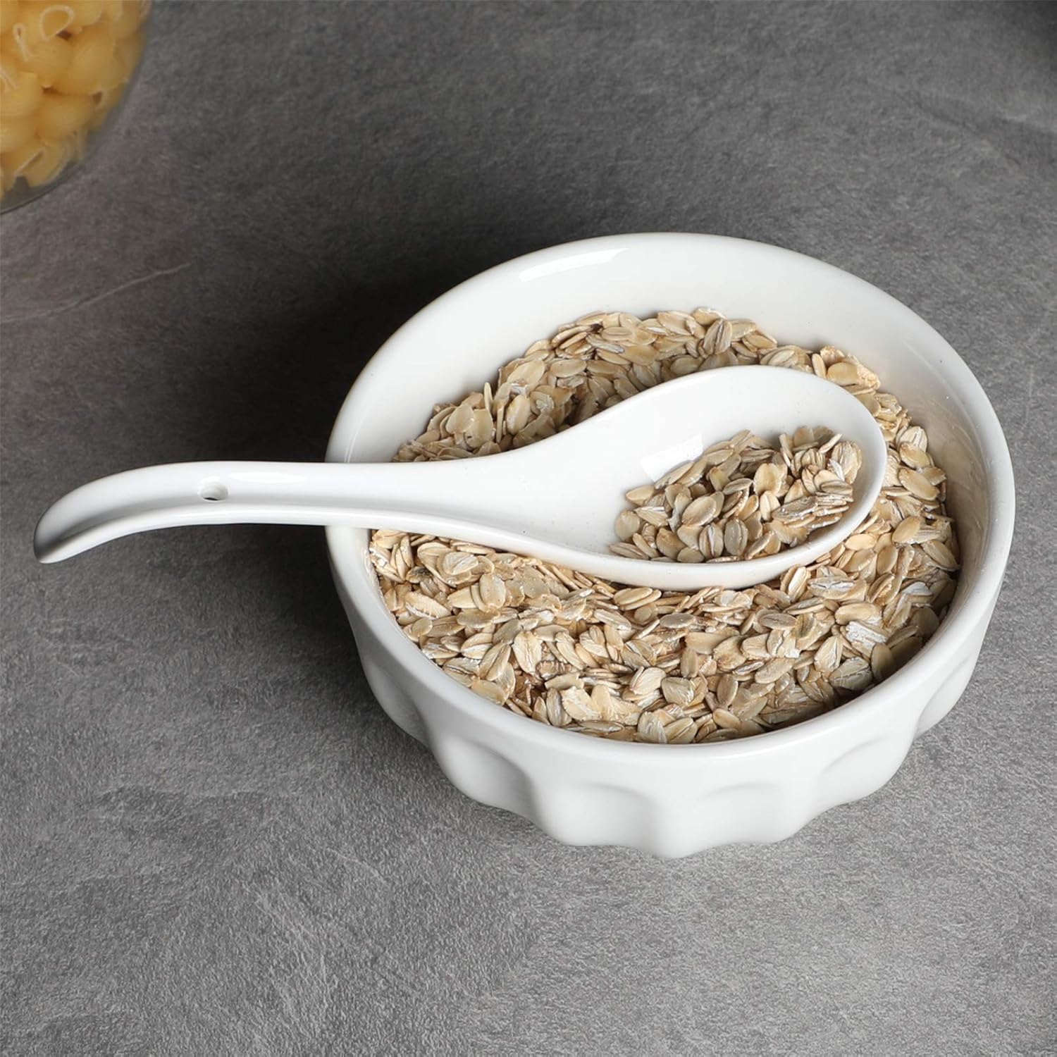 Asian Soup Spoons Set of 6, Ceramic Japanese Soup Spoons, Ramen Spoon for Cereal Wonton Dumpling Noodles,Table Spoon Set Dishwasher Safe Easy To Clean, White - Image 3