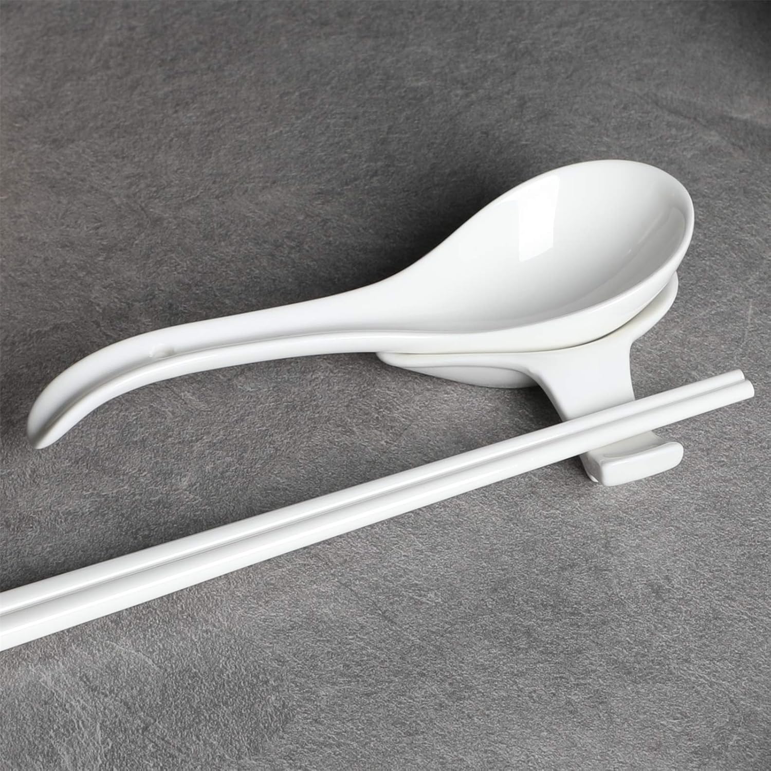 Asian Soup Spoons Set of 6, Ceramic Japanese Soup Spoons, Ramen Spoon for Cereal Wonton Dumpling Noodles,Table Spoon Set Dishwasher Safe Easy To Clean, White - Image 7