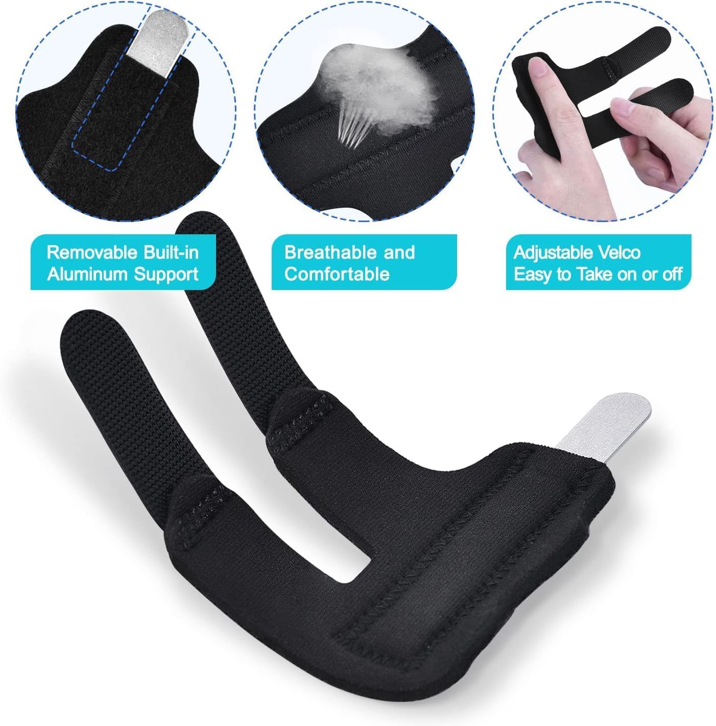 Finger Splint, 5PCS Finger Support Brace Finger Stabilizer for Broken Fingers Straightening Arthritis Knuckle Immobilization, Blue & Black - Image 8