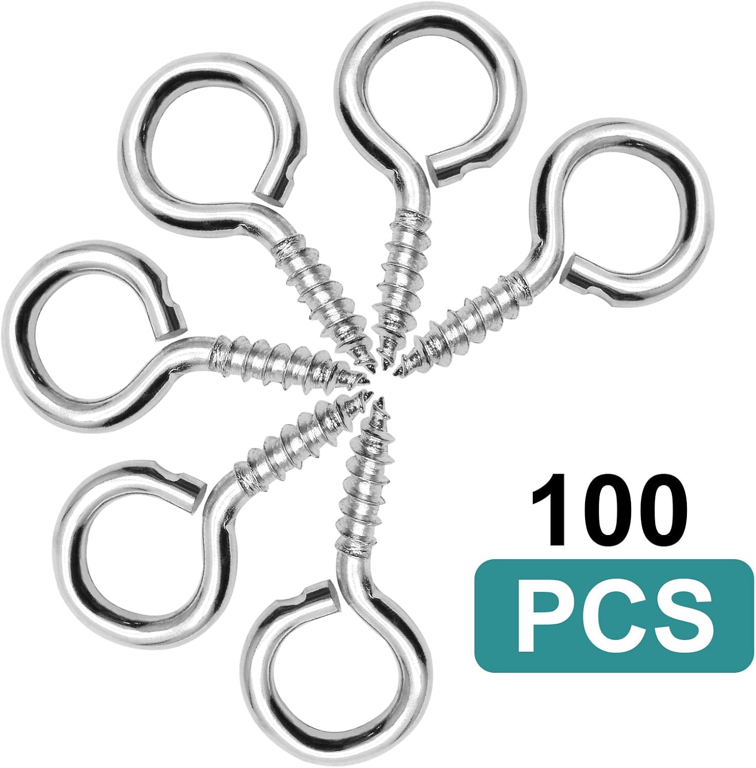 100pcs 3/4 Inch Eye Hooks Screw, #1 x 3/4 Inch Eyes Screws Small Metal Screw Hooks - Image 2