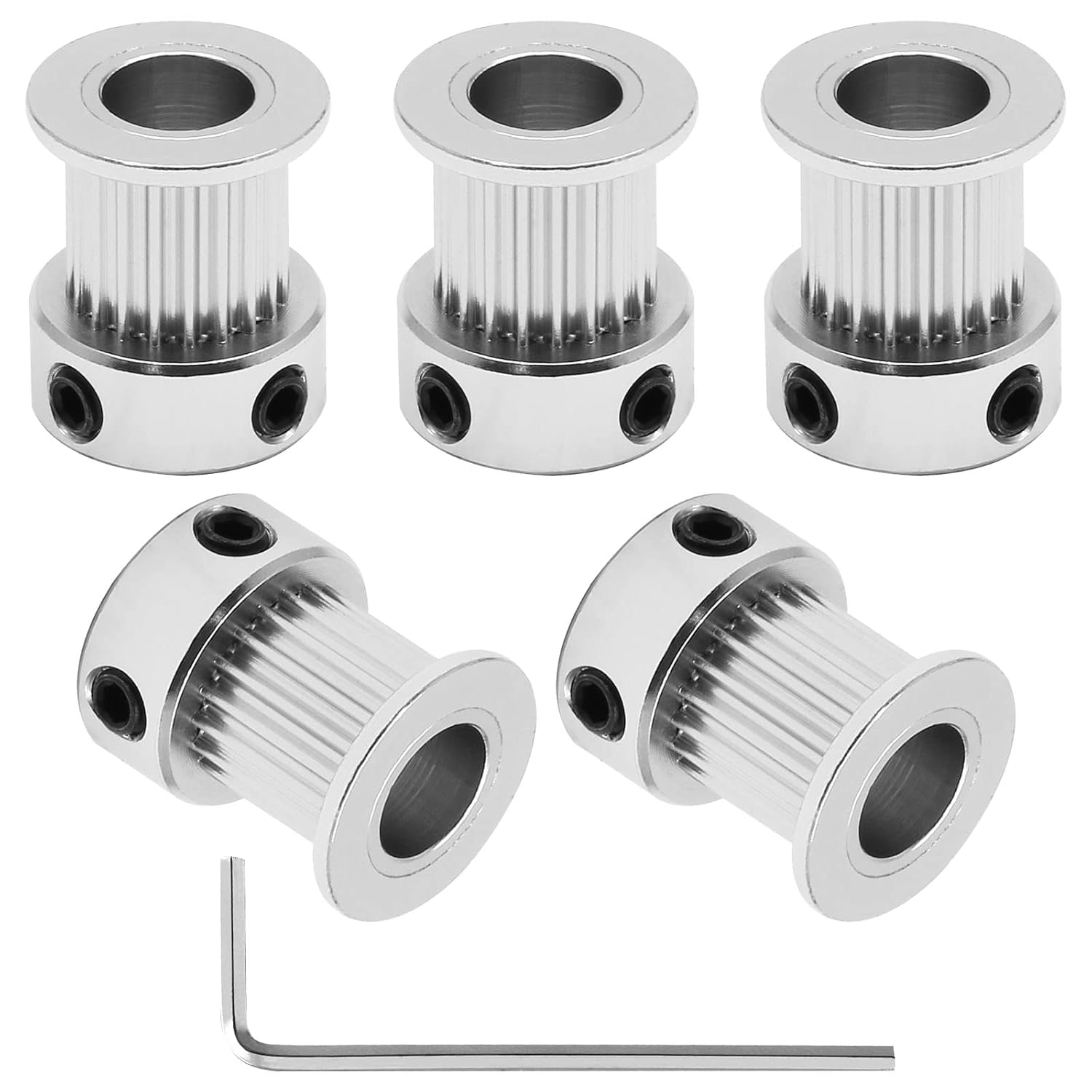 5pcs GT2 Pulley 20 Teeth 8mm Bore Fit 10mm Belt Width, Aluminum Timing Pulley Wheel Synchronous Wheels Gear Part for 3D Printer - Image 1